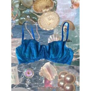 Frederick’s of Hollywood Blue Lace Underwire Bra Size 34 C